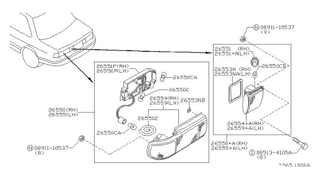 1991 Nissan Sentra Rear Combination Lamp Diagram 1