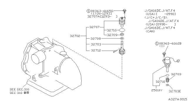 1993 Nissan Sentra Pinion Assy-Speedometer Diagram for 32702-51J16