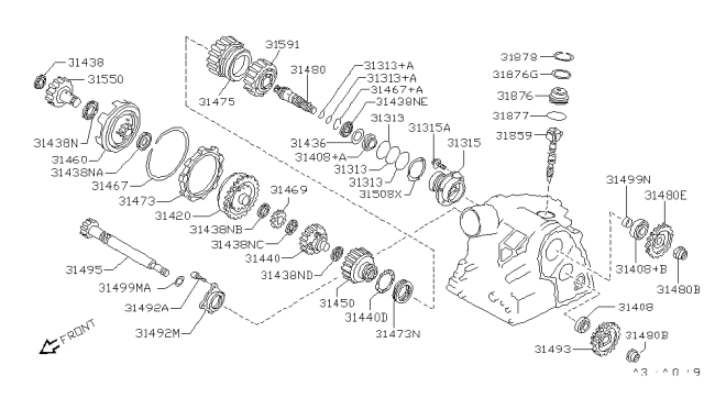 1992 Nissan Sentra Shim-Adjust,Output Shaft Diagram for 31438-31X46