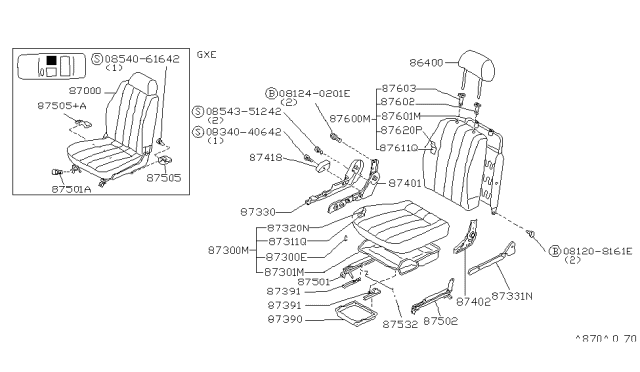 1991 Nissan Sentra Front Seat Diagram 5