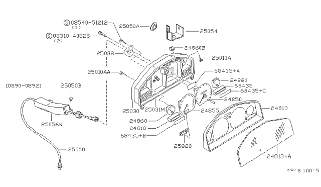 1992 Nissan Sentra Speedometer Assembly Diagram for 24820-89Y00