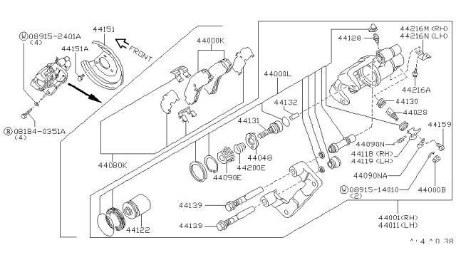 1991 Nissan Sentra Seal Kit-Disc Brake Diagram for 44120-50A25