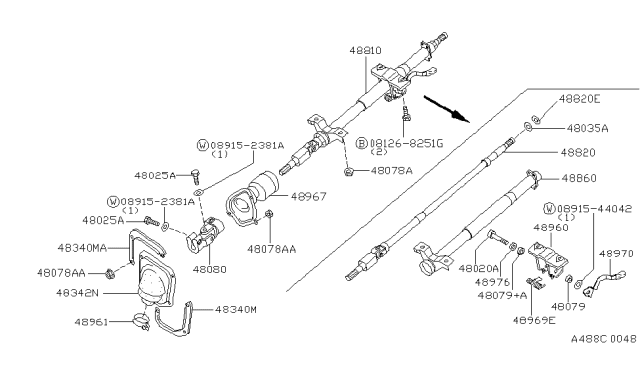1992 Nissan Sentra Column Assembly-Steering Impact Absorbing Diagram for 48810-65Y06
