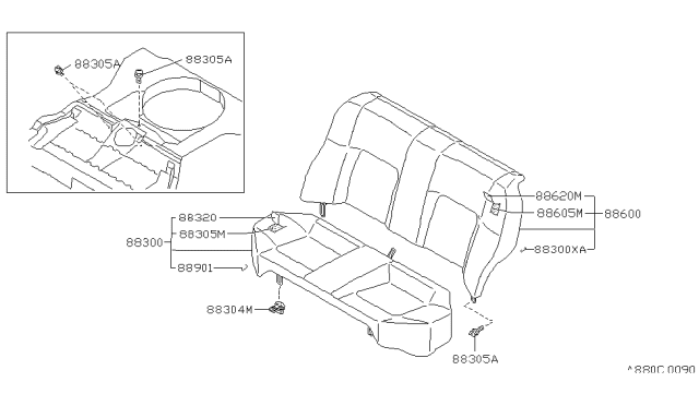 1993 Nissan Sentra Rear Seat Diagram 4