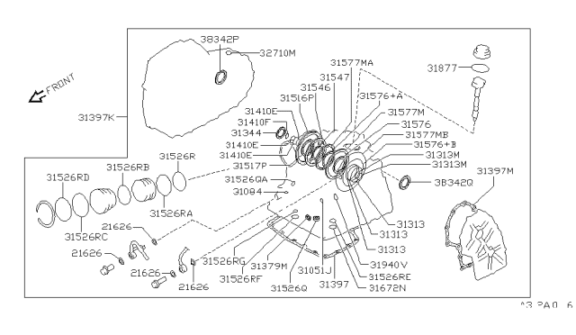 1993 Nissan Sentra Gasket & Seal Kit-Auto Transmission Diagram for 31397-01X87