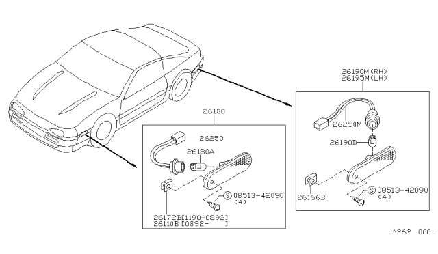 1994 Nissan Sentra Lamp Assembly-Rear Side Marker,RH Diagram for B6190-67Y00