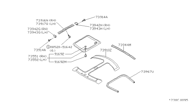 1992 Nissan Sentra Roof Trimming Diagram 3