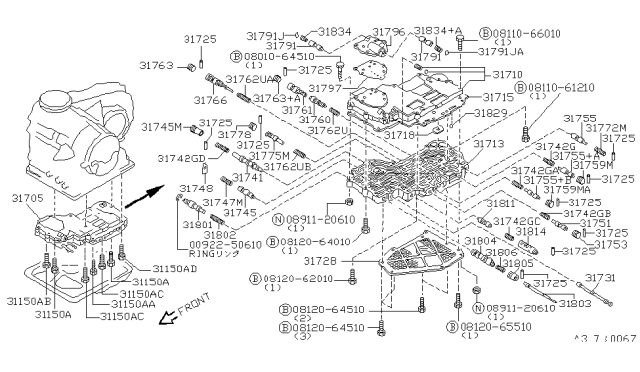 1991 Nissan Sentra Spring-Pressure Regulator Diagram for 31742-31X00