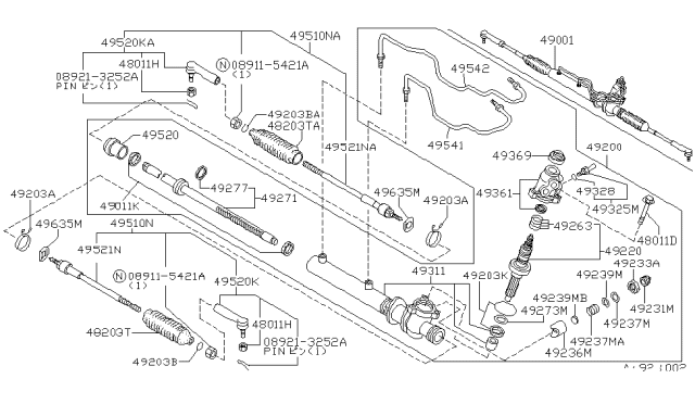 1993 Nissan Sentra Gear Assy-Power Steering Diagram for 49200-65Y05
