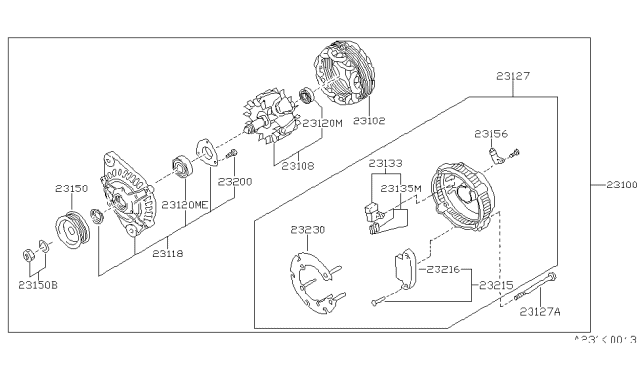 1993 Nissan Sentra Pulley Assy Diagram for 23150-64J00