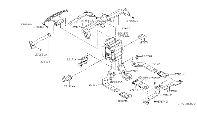 2005 Nissan Murano Duct-Heater Floor,2nd Diagram for 27831-CA000