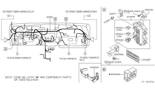 2007 Nissan Murano Bracket-Fuse Block Diagram for 24317-CA001