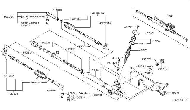 2007 Nissan Murano Pinion Assy-Power Steering Diagram for 49220-CA000