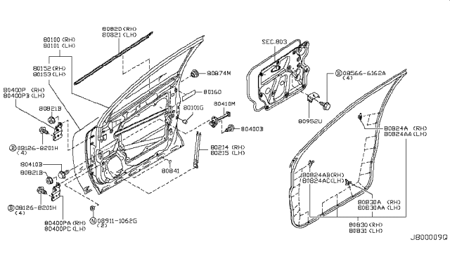 2007 Nissan Murano Cover-Hole Front Door Diagram for 64899-AR000