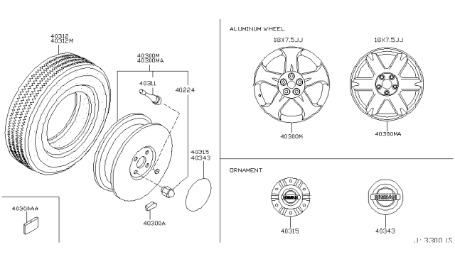 2004 Nissan Murano Wheel-Aluminum Diagram for 40300-CA127