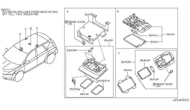 2005 Nissan Murano Switch - Map Lamp Diagram for 25472-CA000