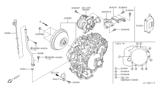 2006 Nissan Murano Automatic Transmission Assembly Diagram for 310C0-1XD0D