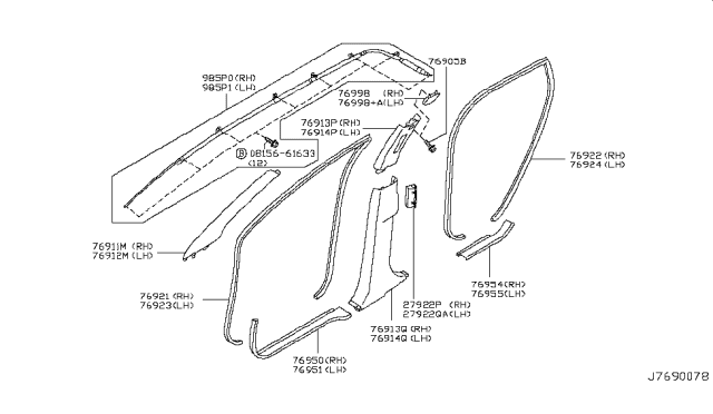 2007 Nissan Murano Body Side Trimming Diagram