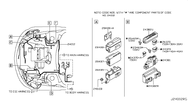 2004 Nissan Murano Harness Assy-Engine Room Diagram for 24012-CA003