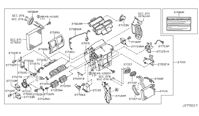 2005 Nissan Murano Bracket-Front Heater Unit Diagram for 27175-CA000