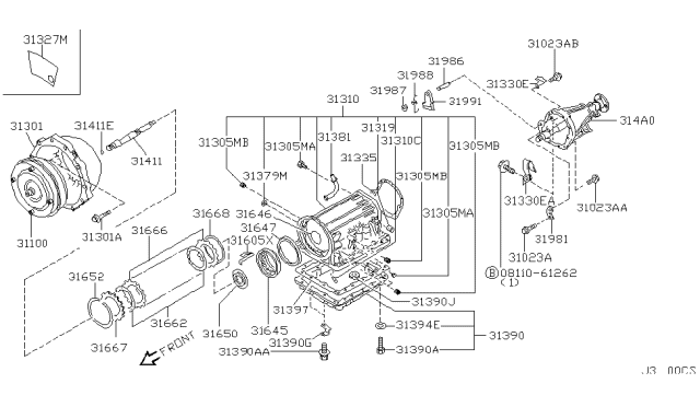 2002 Nissan Pathfinder Torque Converter,Housing & Case - Diagram 2