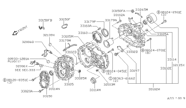 1996 Nissan Pathfinder Seal-Oil Transfer Case Diagram for 33111-46G00