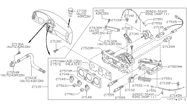 1998 Nissan Pathfinder Control Assembly Diagram for 27510-0W000