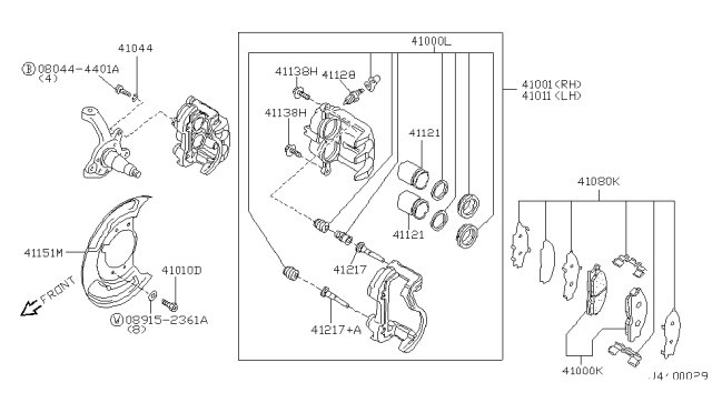 1997 Nissan Pathfinder Pin-Bolt Diagram for 41136-0W700