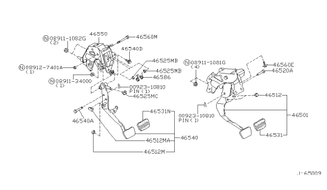 2004 Nissan Pathfinder Brake & Clutch Pedal - Diagram 3