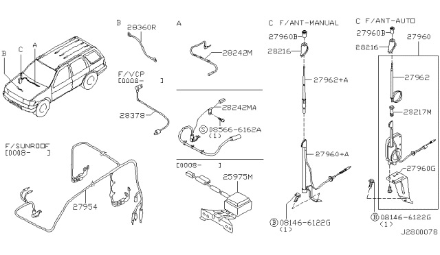 2002 Nissan Pathfinder Cable-Adapter Din Diagram for 28378-3W740