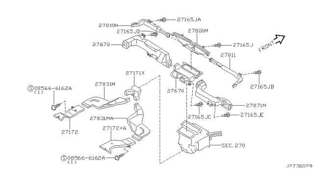 2002 Nissan Pathfinder Nozzle & Duct Diagram