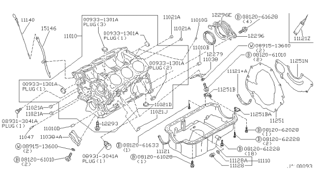 1999 Nissan Pathfinder Guide-Oil Level Gauge Diagram for 11150-1W600