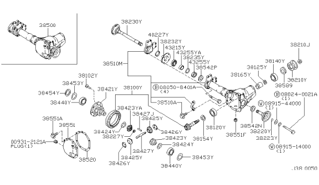 2001 Nissan Pathfinder Flange Assy-Companion Diagram for 38210-01J01