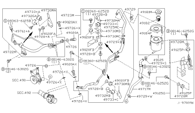 2001 Nissan Pathfinder Tank Assy-Reservoir Diagram for 49180-2W100