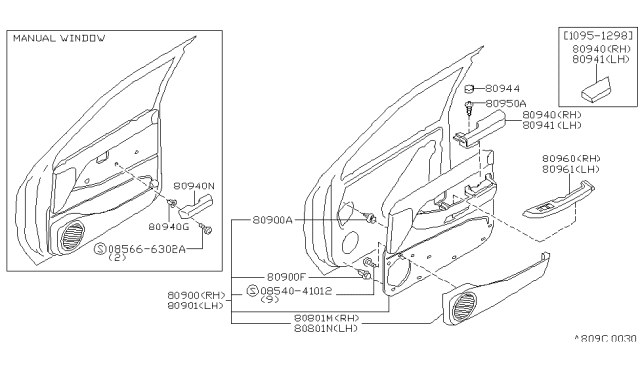 2000 Nissan Pathfinder Finisher-Power Window Switch,Front LH Diagram for 80961-2W600