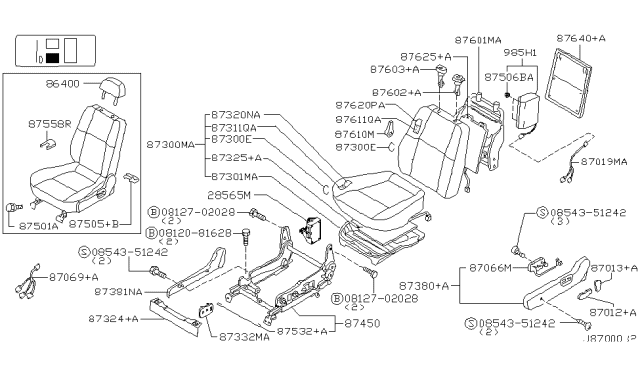 2000 Nissan Pathfinder Adjuster Assy-Front Seat,LH Diagram for 87450-C9901