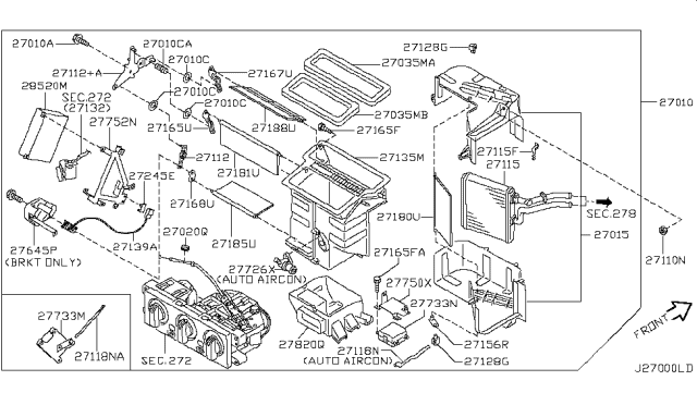 2004 Nissan Pathfinder Core Assy-Front Heater Diagram for 27140-2W603