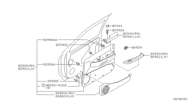 2003 Nissan Pathfinder Front Door Trimming Diagram 3