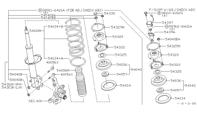 1999 Nissan Pathfinder Strut Kit-Front Suspension,RH Diagram for 54302-2W126