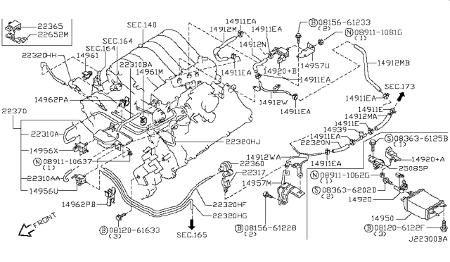 2002 Nissan Pathfinder Engine Control Vacuum Piping - Diagram 3