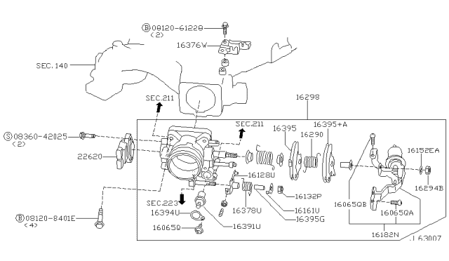 2003 Nissan Pathfinder Throttle Position Switch Diagram for 22620-4M500