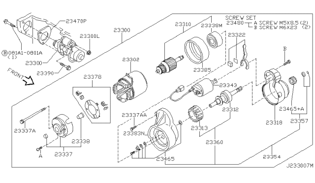 2001 Nissan Pathfinder Gear & Shaft Set Diagram for 23360-8P410