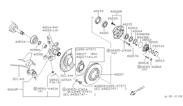 1998 Nissan Pathfinder Bearing-Wheel F Diagram for 40215-2S600