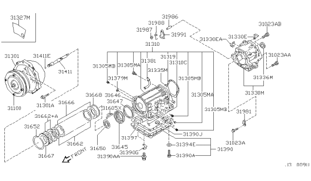 2002 Nissan Pathfinder Torque Converter,Housing & Case - Diagram 7