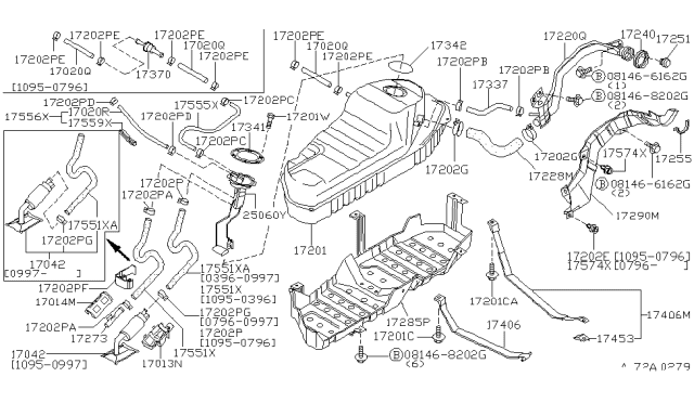 1999 Nissan Pathfinder Fuel Tank Sending Unit Diagram for 25060-1W600