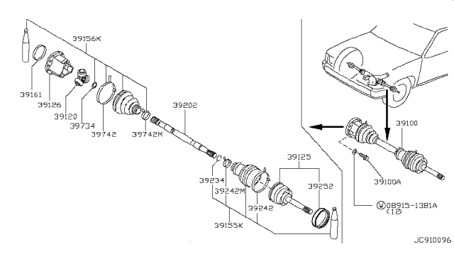 1999 Nissan Pathfinder Front Drive Shaft (FF) Diagram 2