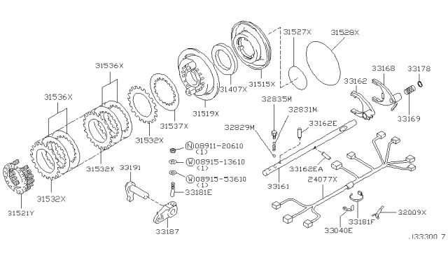 2001 Nissan Pathfinder Spring-Shift Fork Diagram for 33169-0W410
