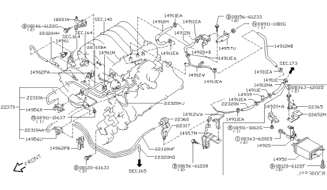 2002 Nissan Pathfinder Engine Control Vacuum Piping - Diagram 5