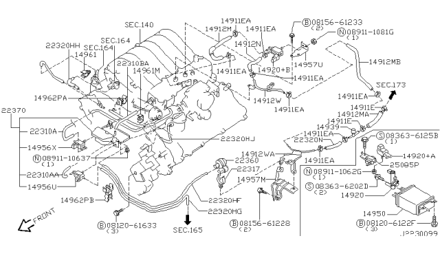 2002 Nissan Pathfinder Engine Control Vacuum Piping - Diagram 4