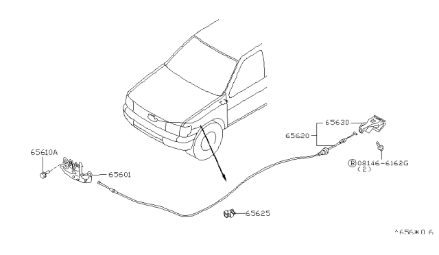 1997 Nissan Pathfinder Male Assy-Hood Lock Diagram for 65601-0W000
